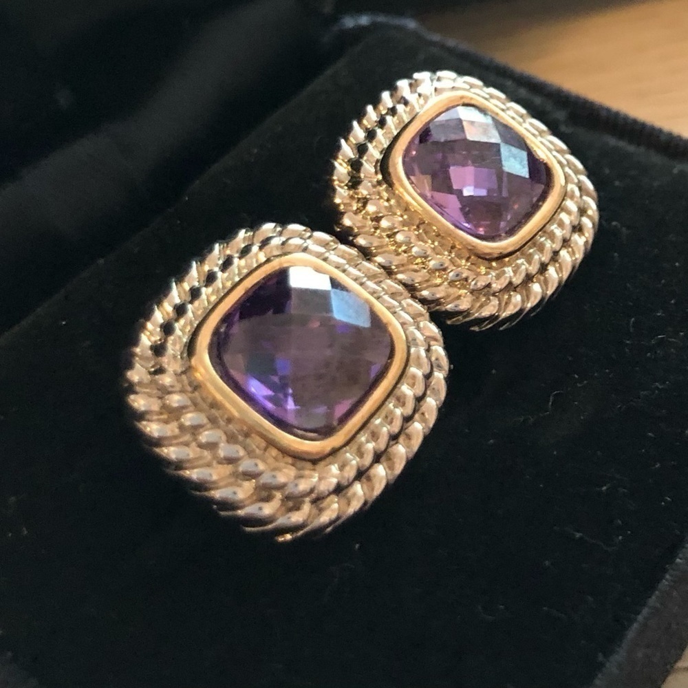 Beautiful two tone amethyst designer inspired earrings